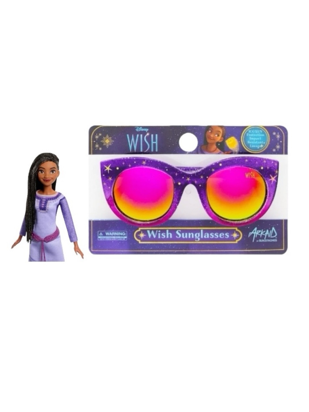 Disney Wish Asha Of Roses Purple Glitter Sunglasses